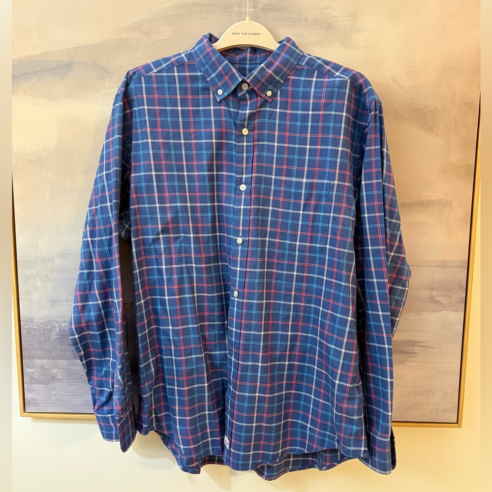 Vineyard Vines Classic Fit Murray Shirt Blue and Red Plaid Button Down